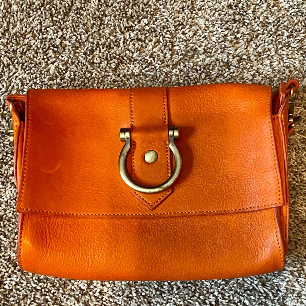 SAPAHN Leather Orange Crossbody Bag - Gently Worn - No Imperfections